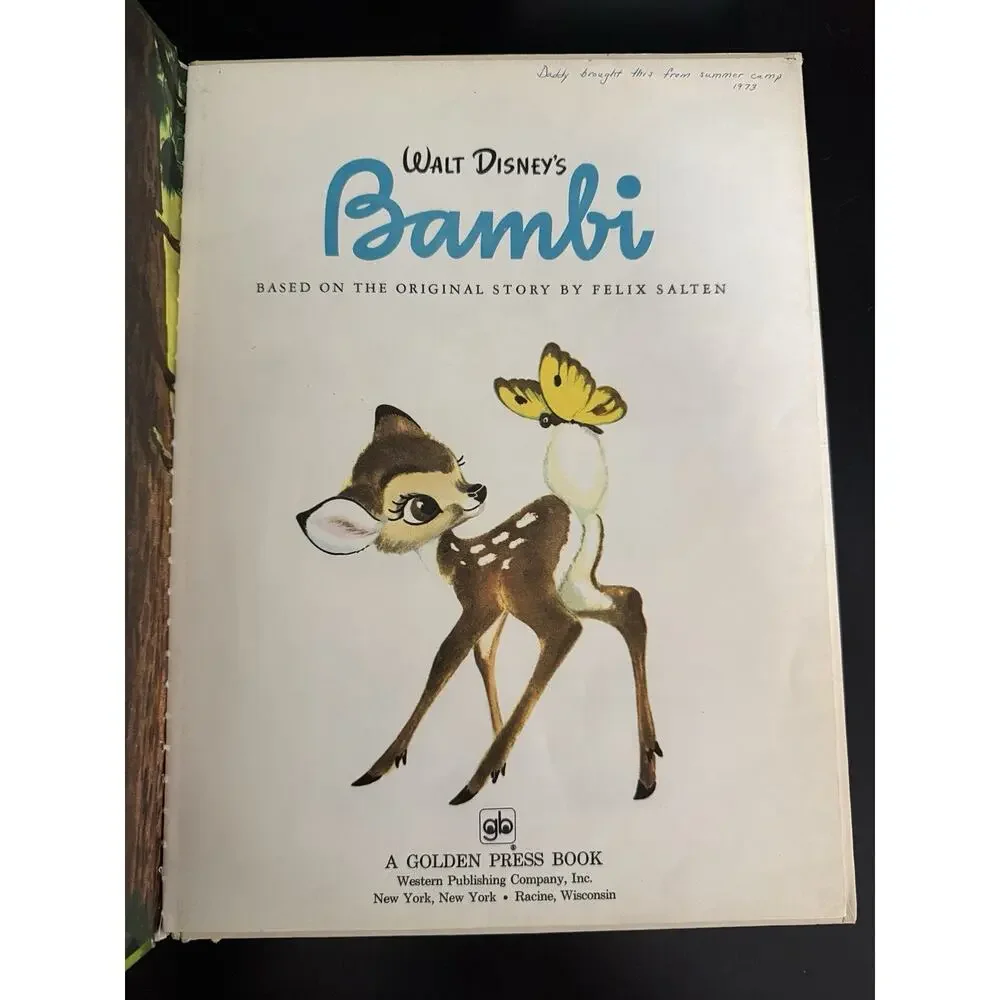 Walt Disney's Bambi A Golden Book Large Format 1972 Printing HC Vtg